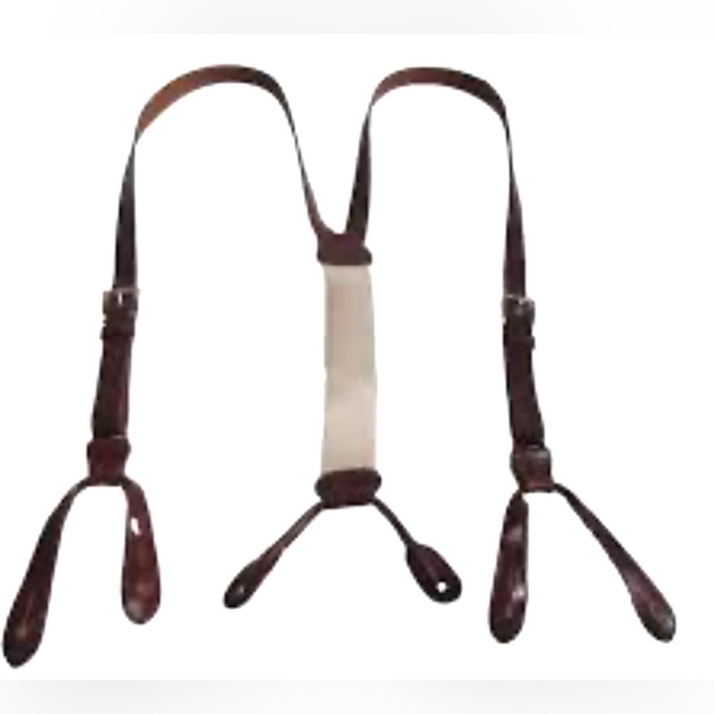 Torino Vintage Men's Button-On Braided Leather Mock Croc Suspenders